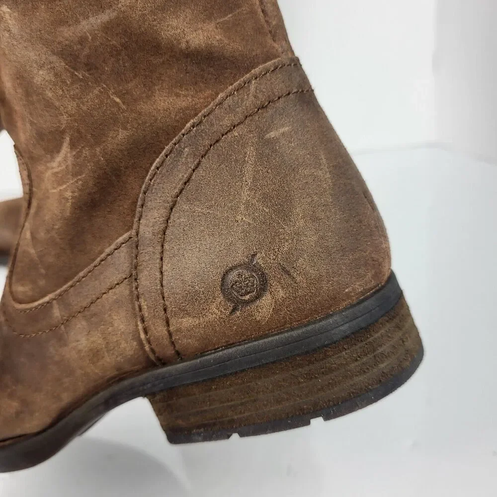 BORN Britton Women's Over the Knee Rust Brown Suede Distressed Boots